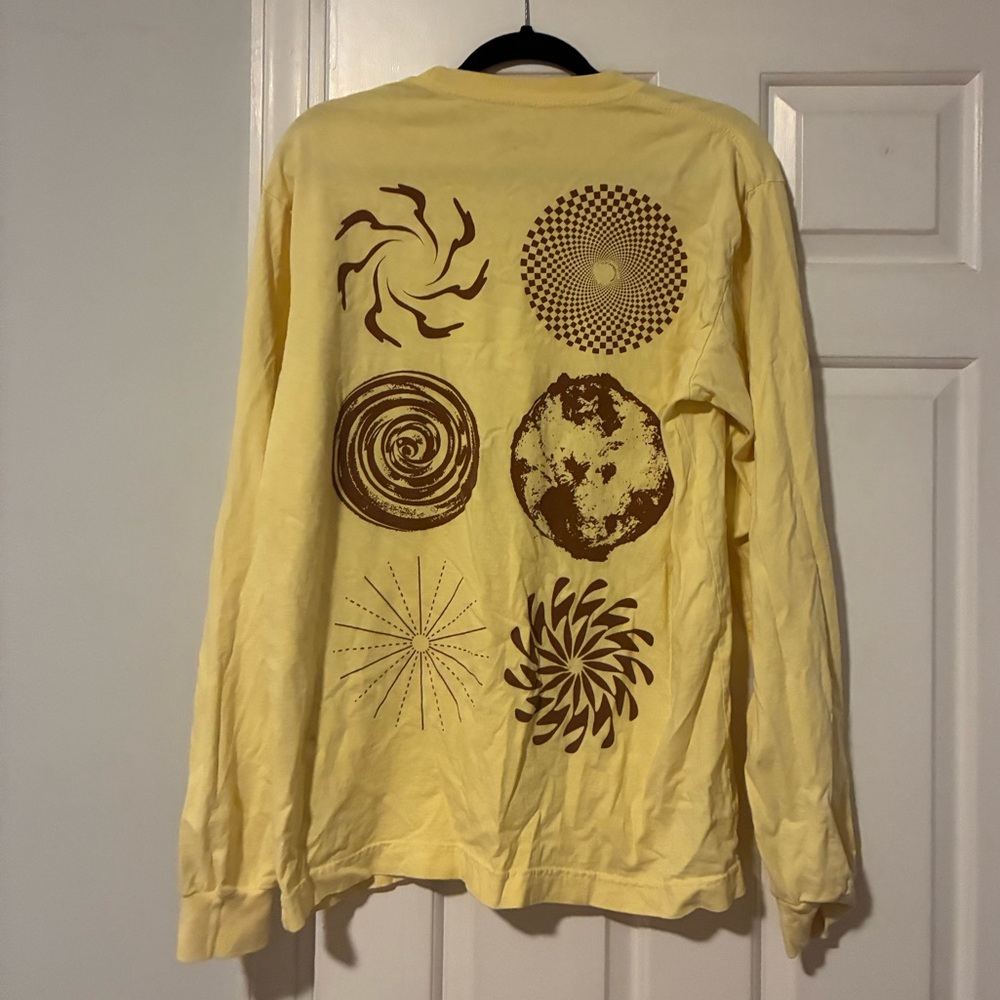 Yellow Long Sleeve Tee with Crew Neck and Chest Design - Picture 2 of 3